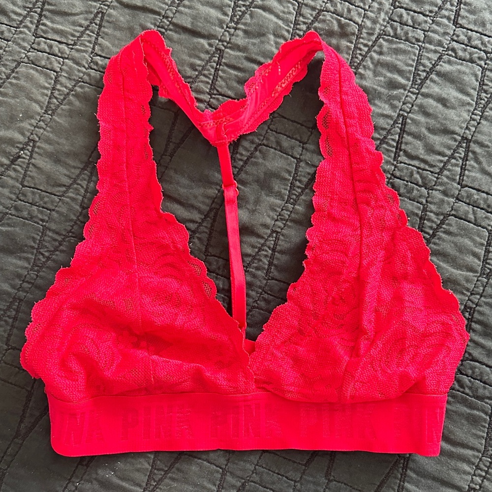 PINK Victoria's Secret Bright Pink Lace Bralette